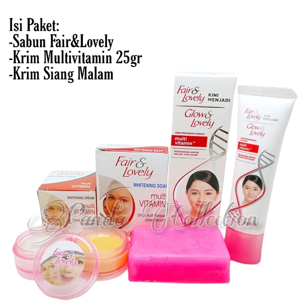 3in1 Paketan Fair&Lovely Wajah/Multivitamin 25gr+Pelembab Siang dan Malam+Sabun Cuci Muka Batang