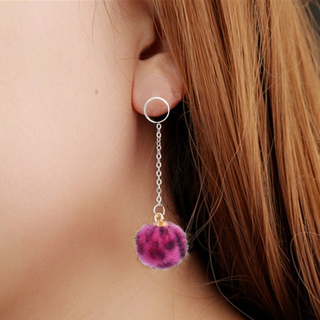 Anting Korea Wanita Simple / Anting Tusuk Rantai Bola Loreng