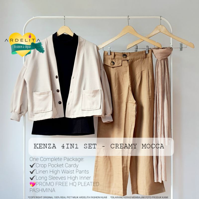 KENZA SET 4IN1  SETELAN  OOTD  WANITA  HIJAB  TERBARU