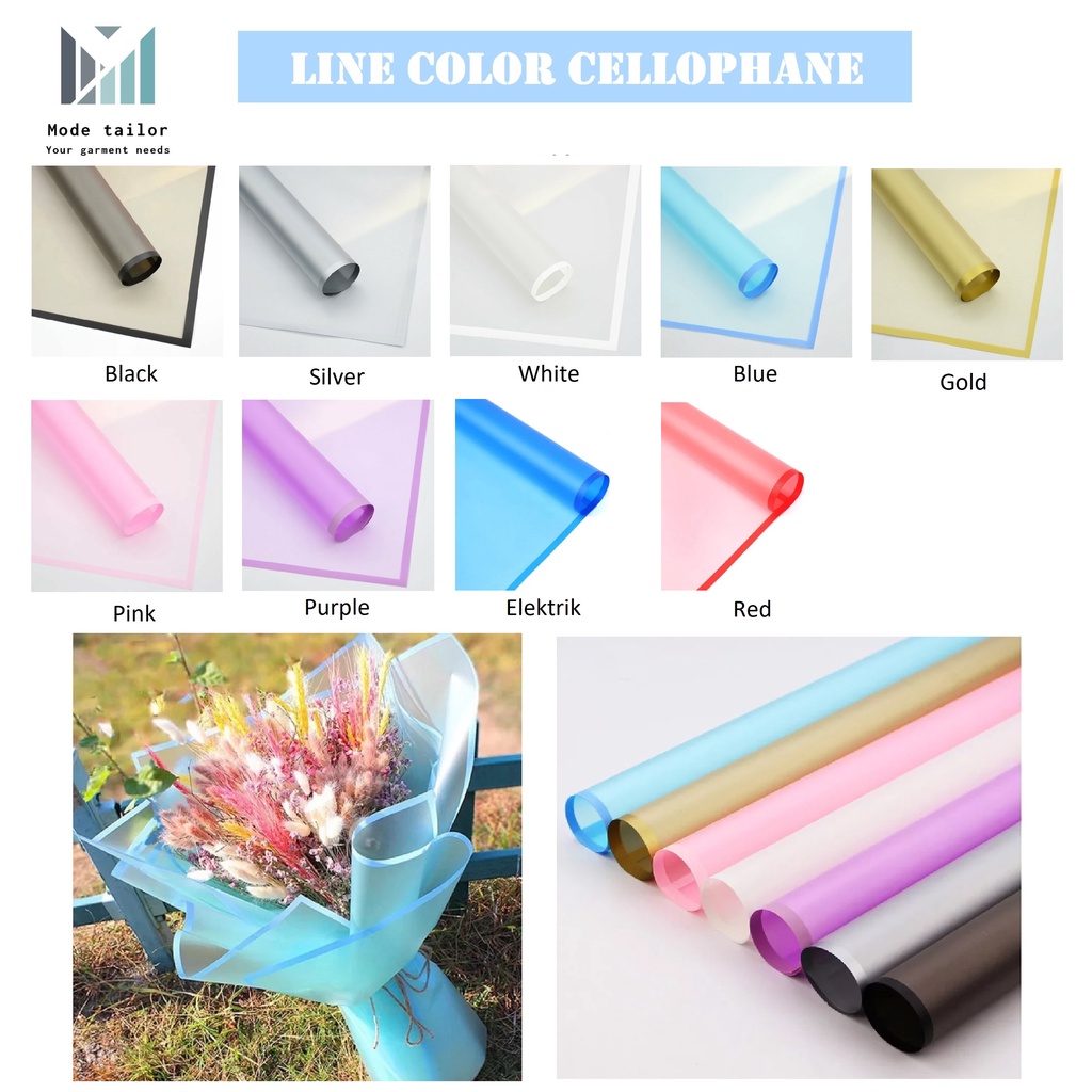 

(Lembaran) Flower Wrapping Line Color Cellophane / Kertas Buket Bunga