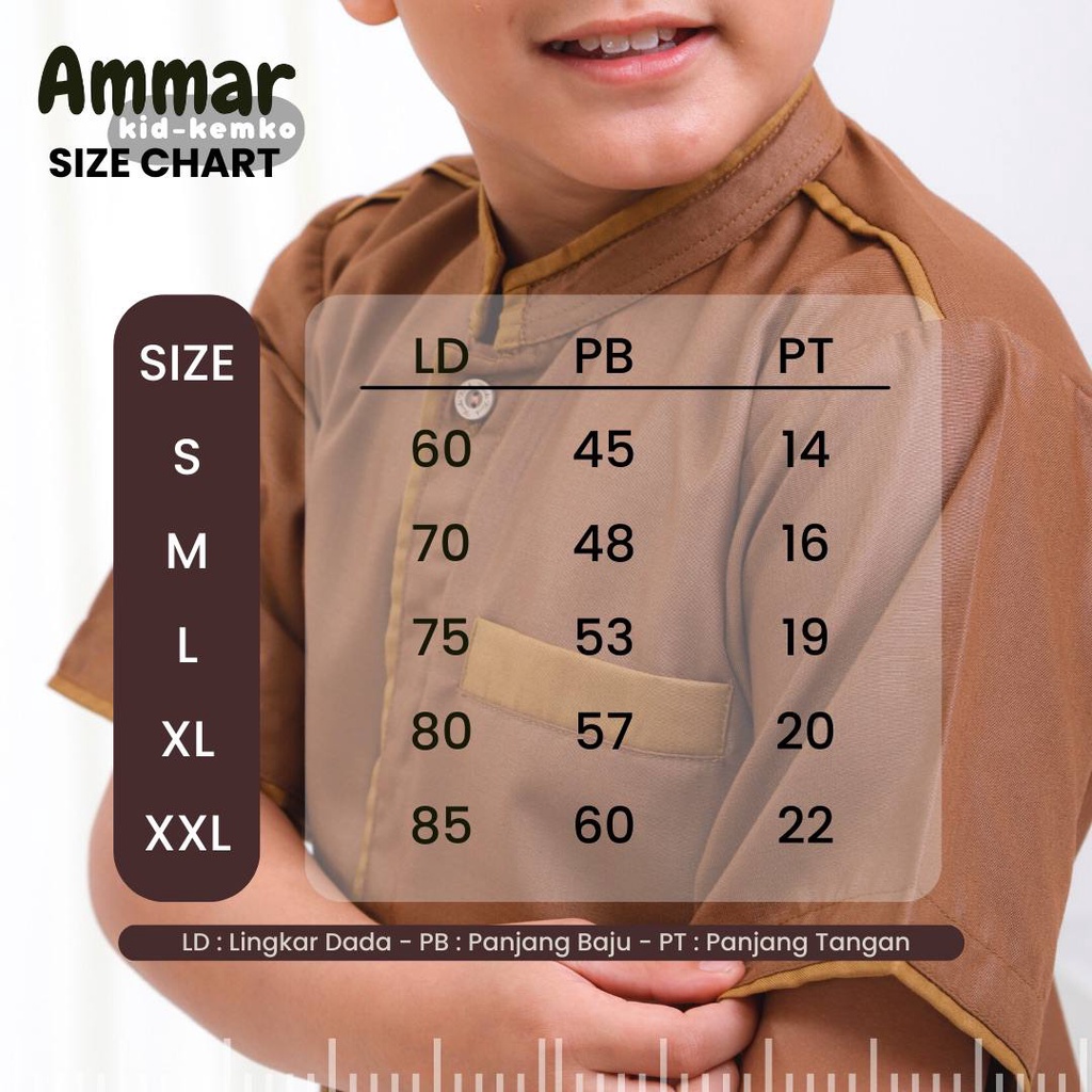 Riskirich Ammar Kemko Kids Kemeja Koko Lengan Pendek Bahan Katun Toyobo Premium Super Nyaman