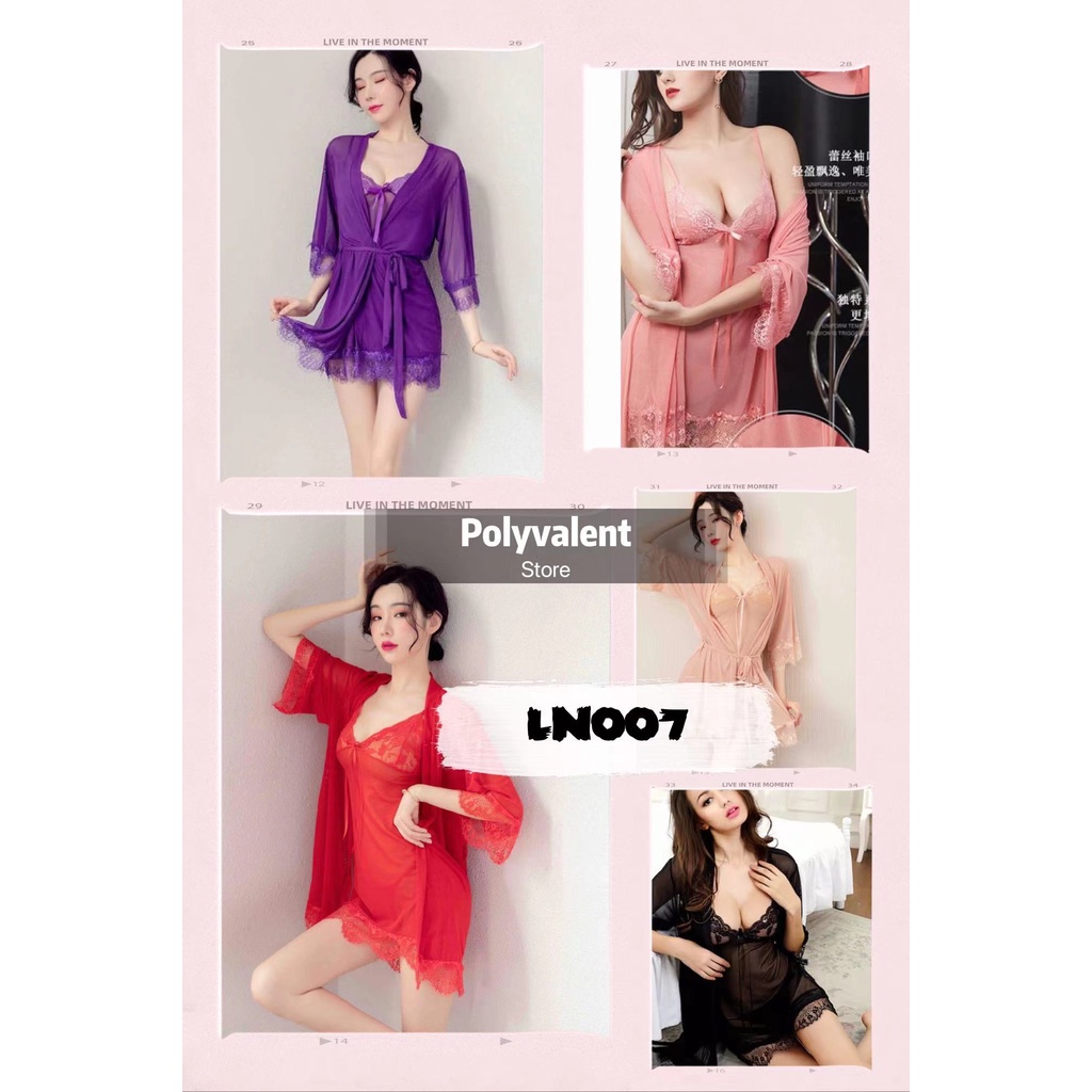 Set lingerie dress kimono wanita baju tidur wanita sexy