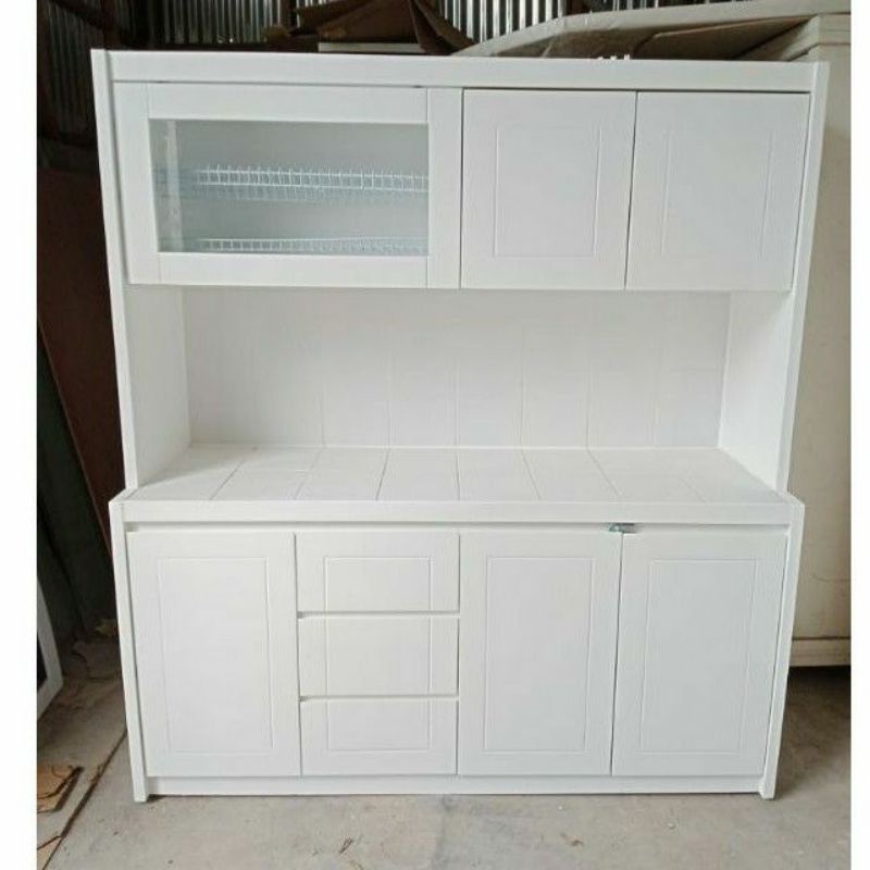 lemari dapur kayu jati/mahoni bisa custom