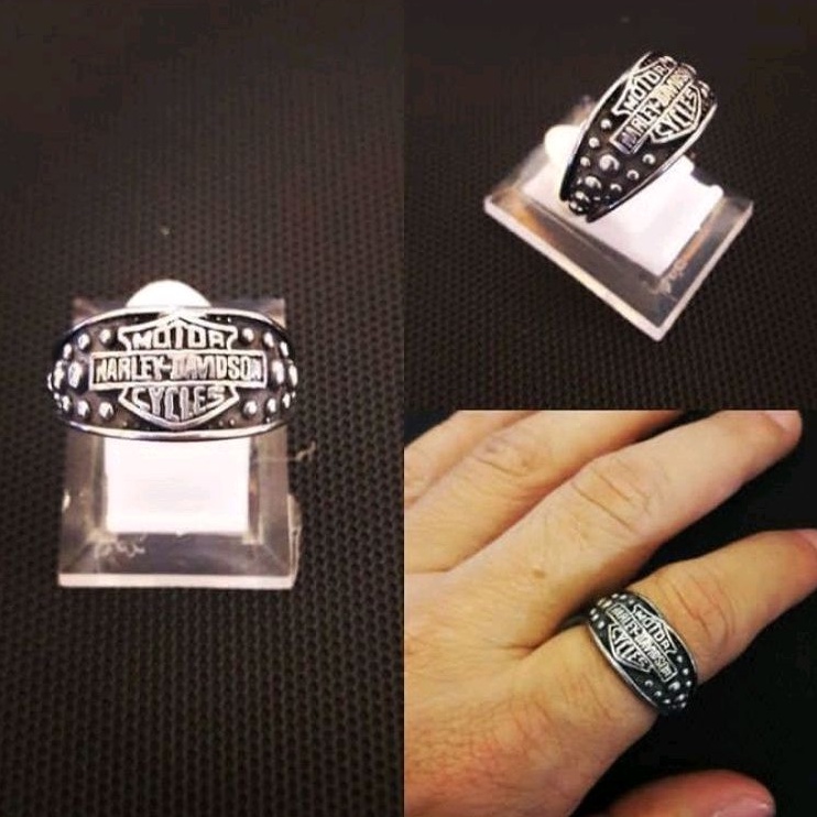 Cincin Titanium pria Harley Davidson HD anti karat