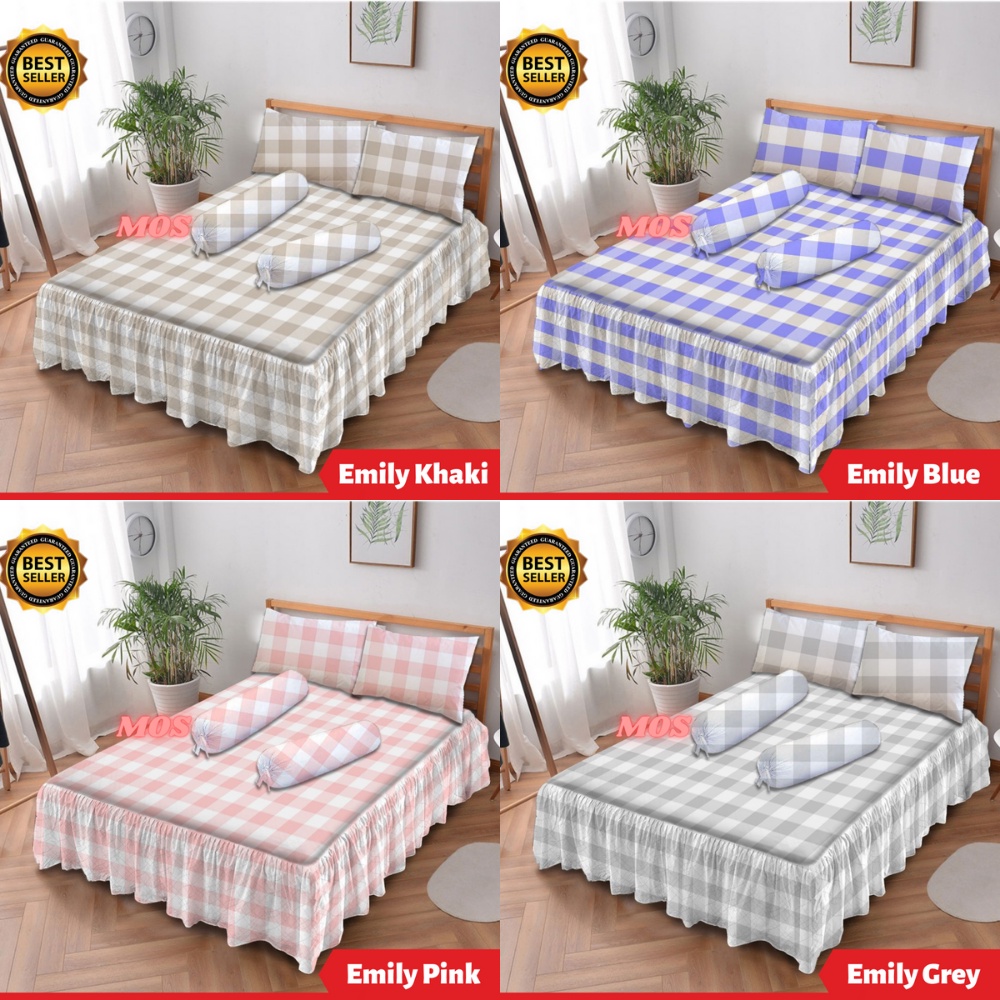 SPREI RUMBAI 180x200 DAN 160X200 KING QUEEN SIZE MOTIF KOTAK KOTAK KOREA EMILY ABSTRAK