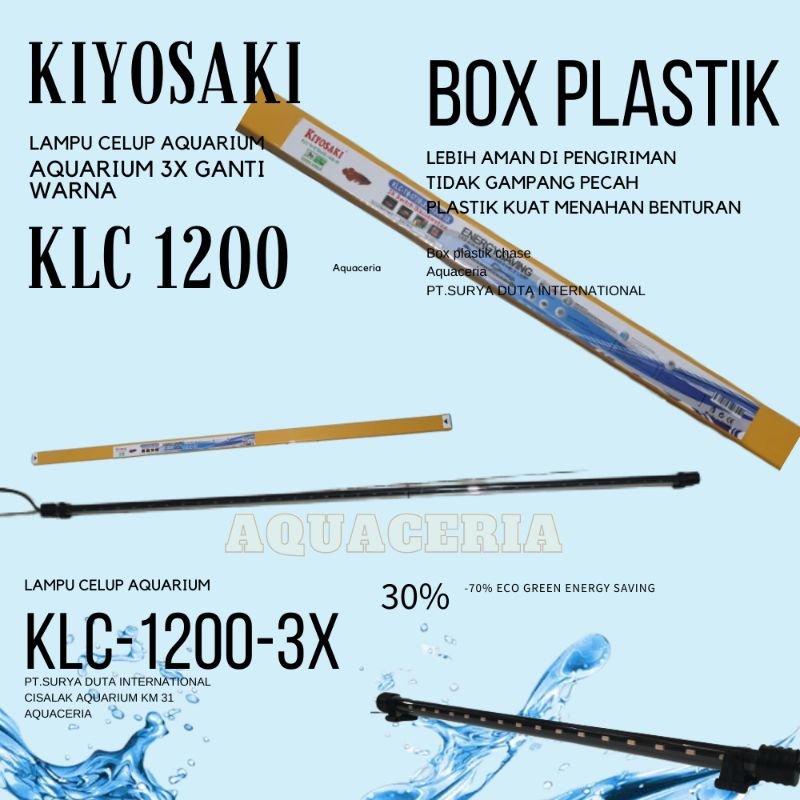 Lampu celup aquarium 1,2M KIYOSAKI KLC 1200 3X ganti warna lampu Led aquarium -Plastik BOX