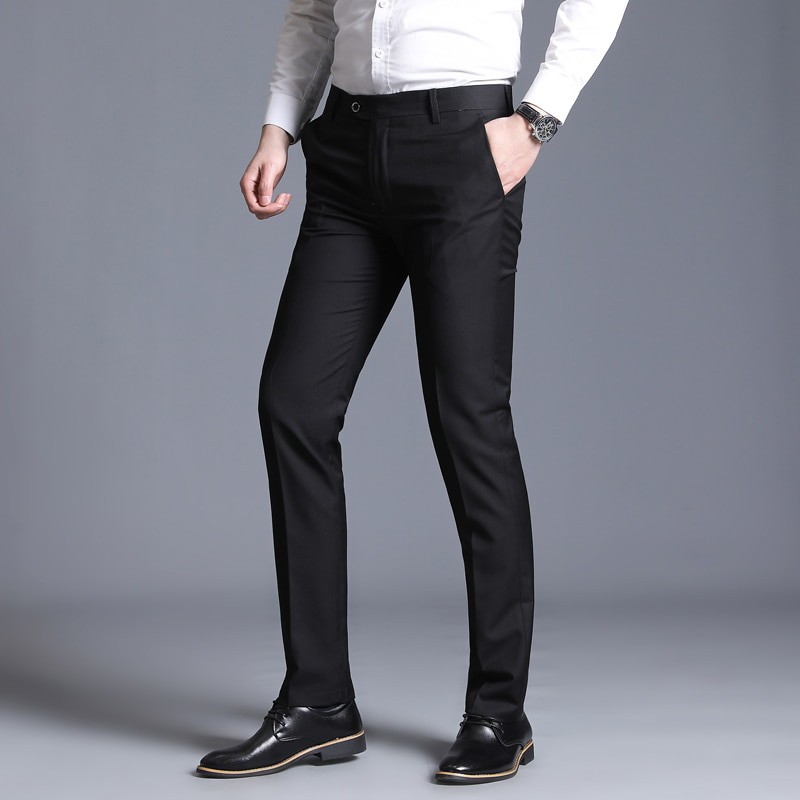 CELANA KERJA PRIA - CELANA FORMAL SLIMFIT PRIA HITAM HIGH TWIST NIKAYU