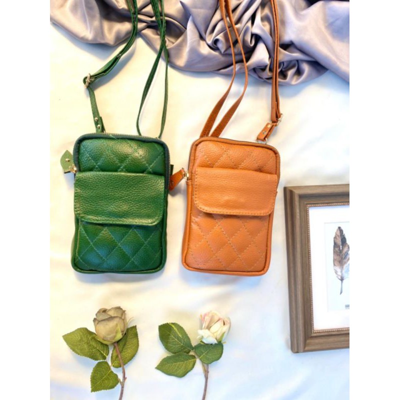 Tas HP selempang kulit asli garut