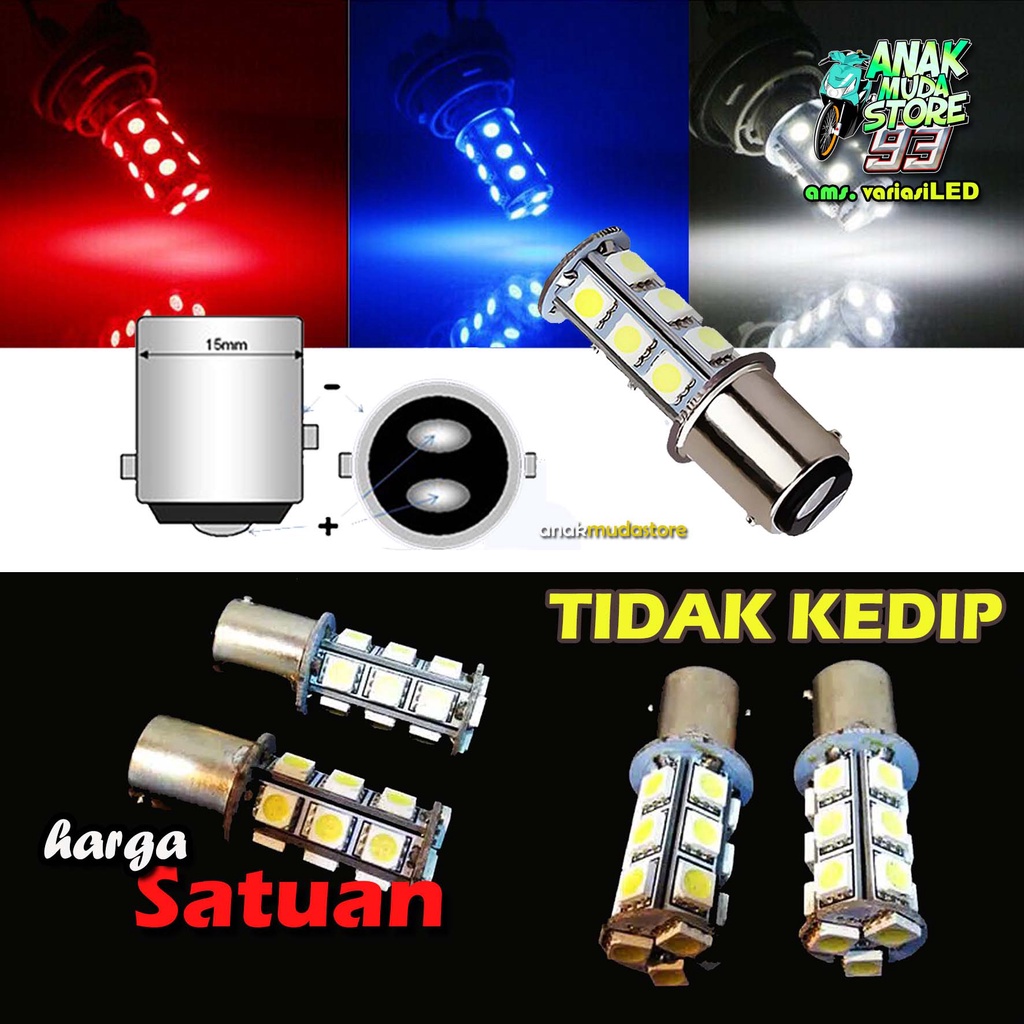 (LR28) Lampu Rem LED 18 titik Stop Lamp Belakang NON Kedip Mode Stand by Diam Variasi Motor Beat Var