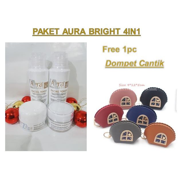 AURA BRIGHT PAKET 4IN1 CREAM SIANG+MALAM+TONER+FACIAL - PAKET AURA - fcqzj