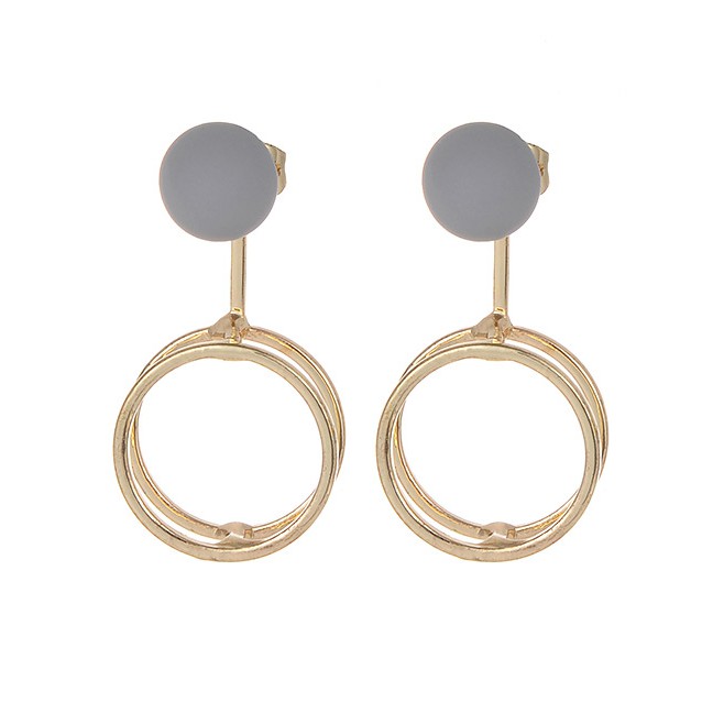 LRC Anting Tusuk Fashion Gold Color+black Round Shape Decorated