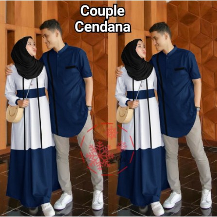 Baju Couple Set Busana Muslim Pria dan Wanita Gamis Pasangan Murah Suami Istri Syari Kekinian Modern