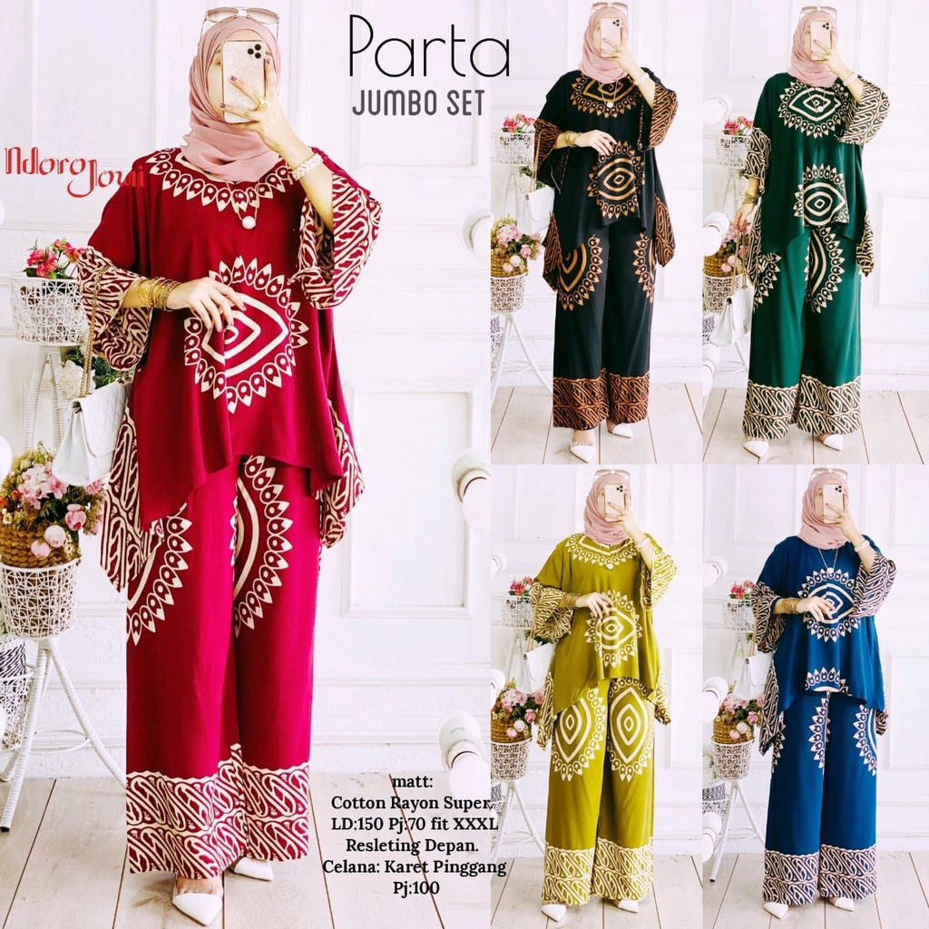 SETELAN RAYON JUMBO LD 135 CM PARTA BIG SET WAKA RESLETING DEPAN BUSUI RAYON SUPER