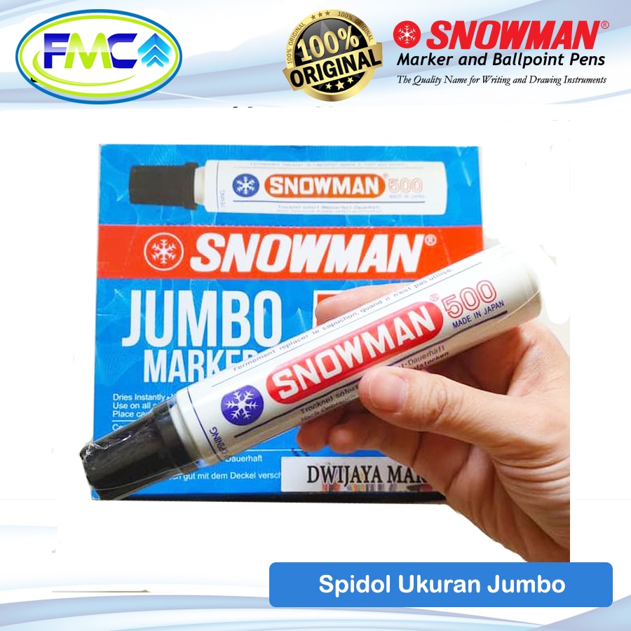 Spidol Permanen Besar Jumbo Snowman Warna Hitam Merah Biru Original Asli Sepidol Karung Kardus Waterproof Anti Air