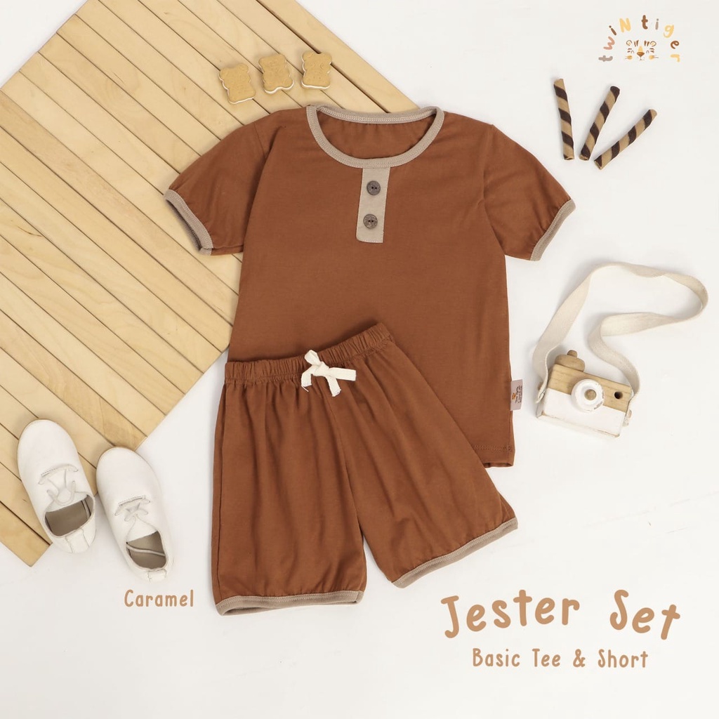 Twin Tiger Baby Jester Set Setelan Oblong Pendek Celana Pendek