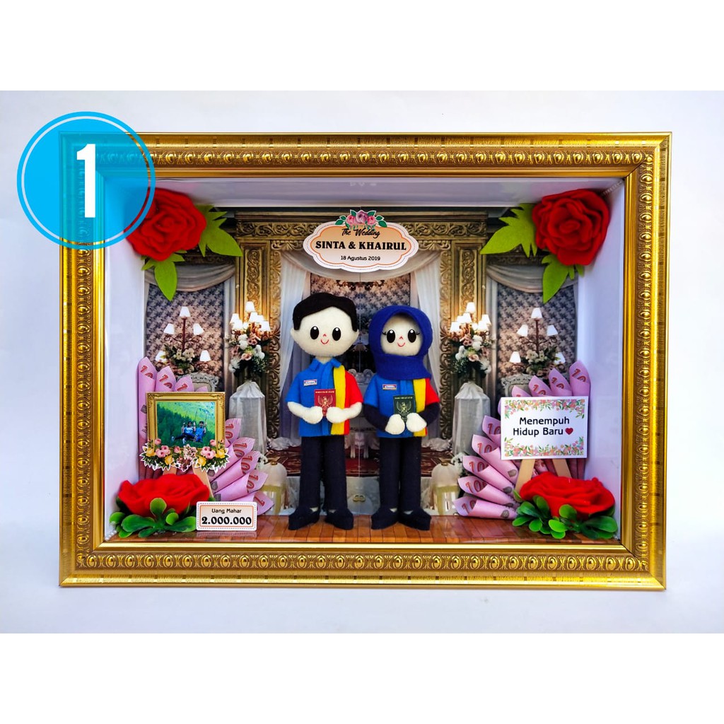 Unik Mahar Nikah Karyawan Indomaret Lucu Frame 3d 25x35 Shopee