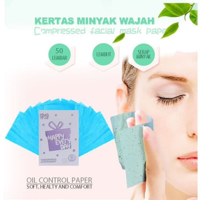 DE3 Pembersih Wajah Glowing Kertas Minyak Wajah - Kertas Minyak Linen Alami Menyerap