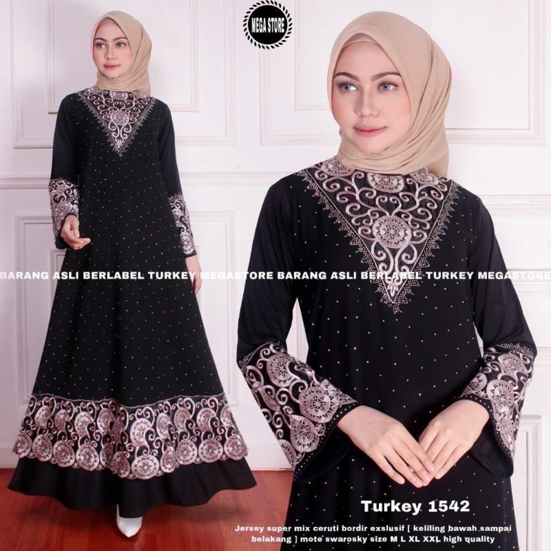Abaya Turkey Dubai 1542 Gamis muslim dres jumbo sz M L XL XXL jersey super