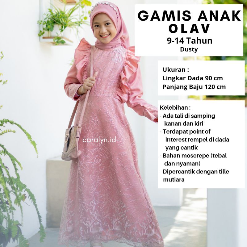 GAMIS ANAK PEREMPUAN REMAJA BRUKAT PESTA OLAV CANTIK 9-14 TAHUN