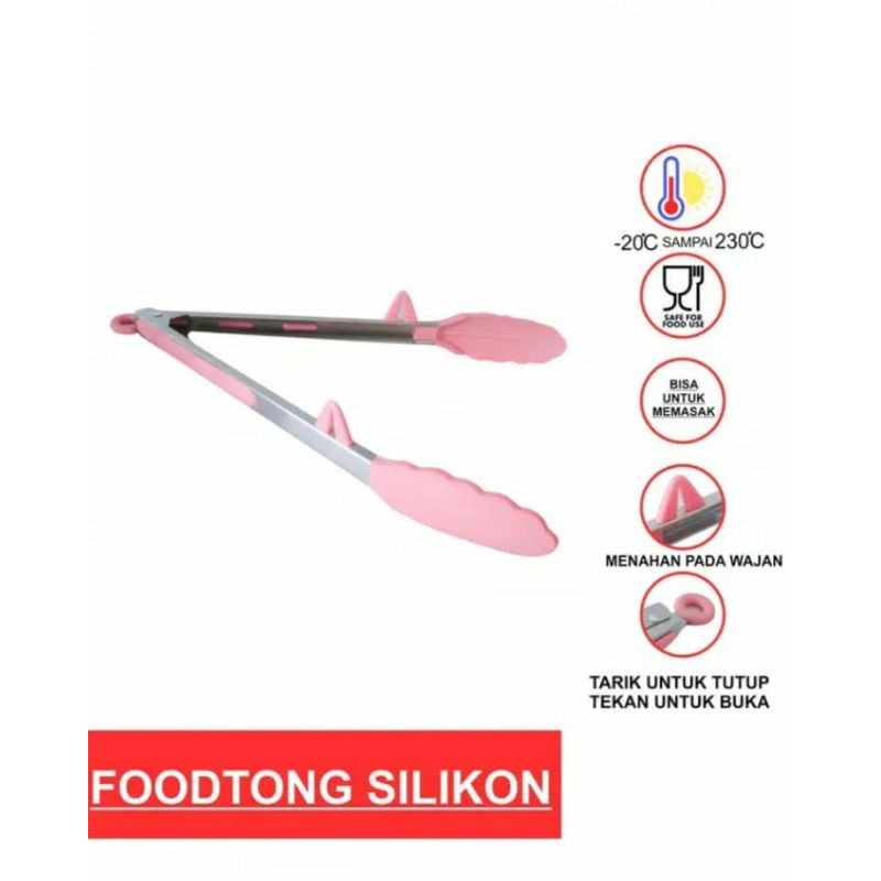 CaTalina Food Tong Heat-Resistance Penjepit Makanan Capitan Silikon  ukuran 12"