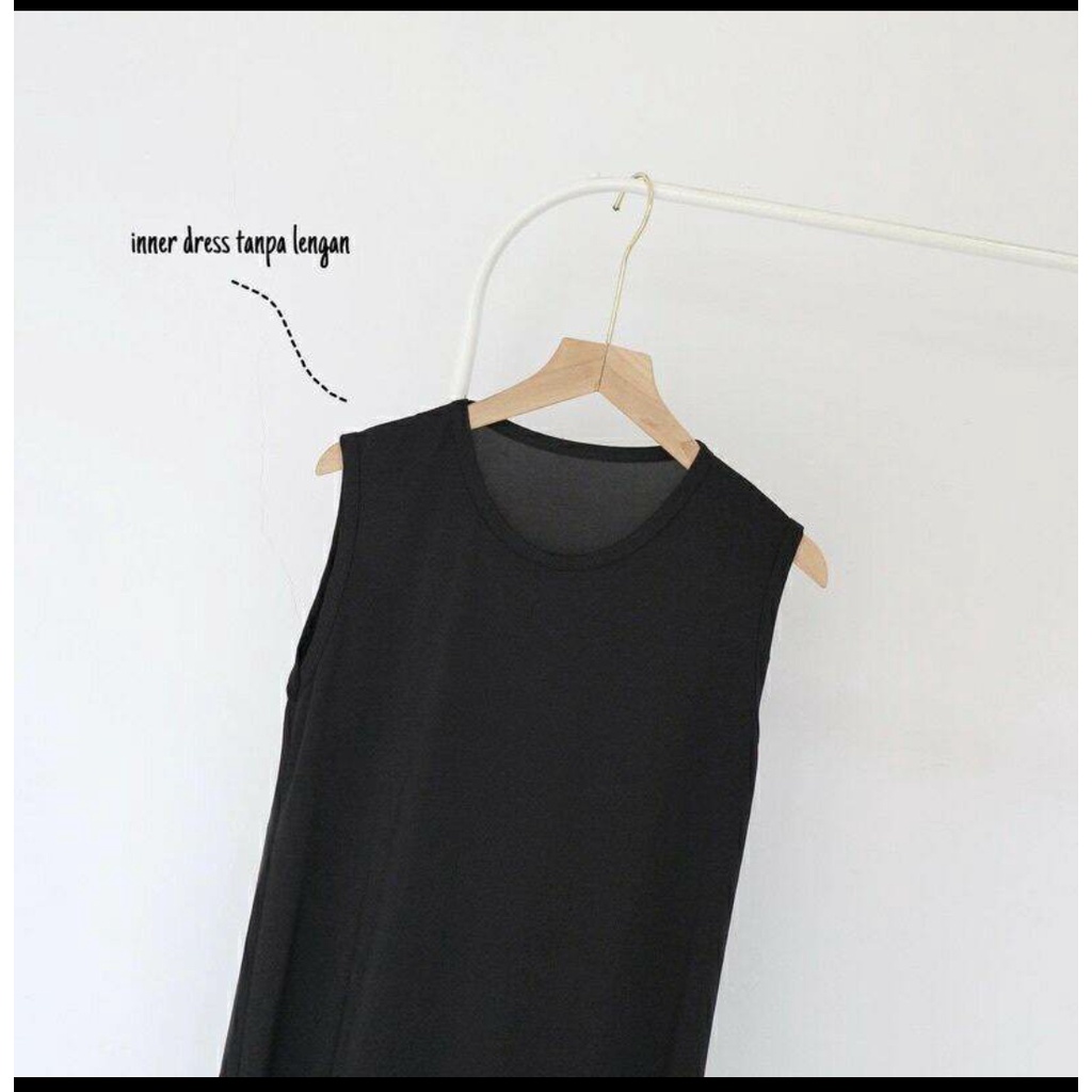 Inner dress span tanpa lengan kaos polos hitam dres wanita polos premium termurah