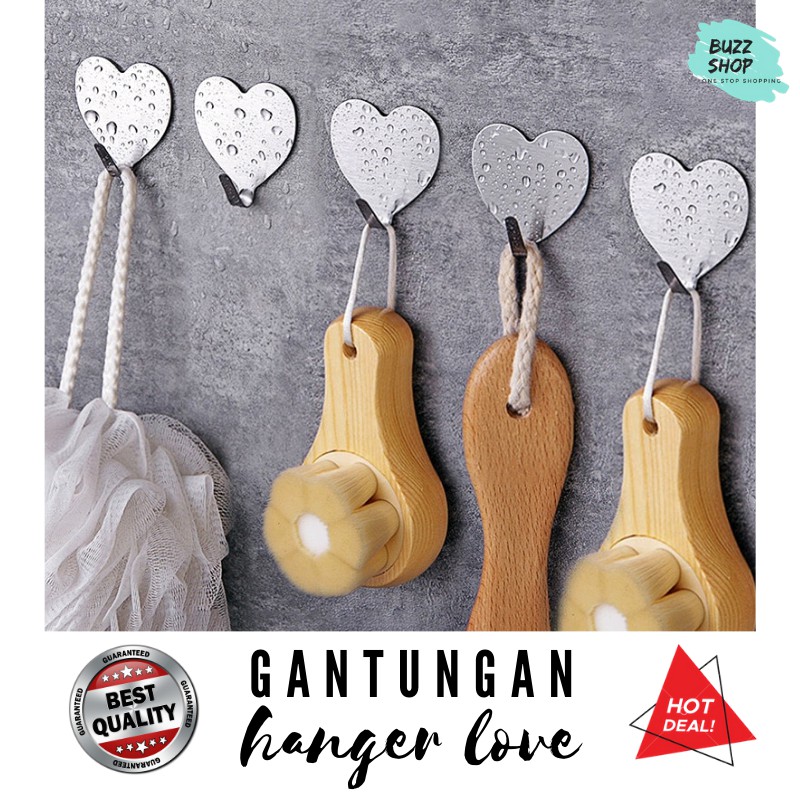 GANTUNGAN HANGER Dinding Dapur Kamar Mandi / PENGAIT Stainless Steel Love