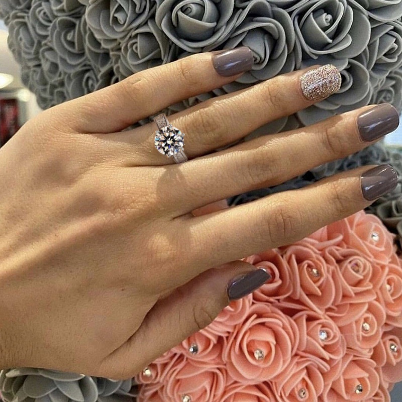 Cincin Kristal Cubic Zirconia Ukuran 12mm Untuk Wanita