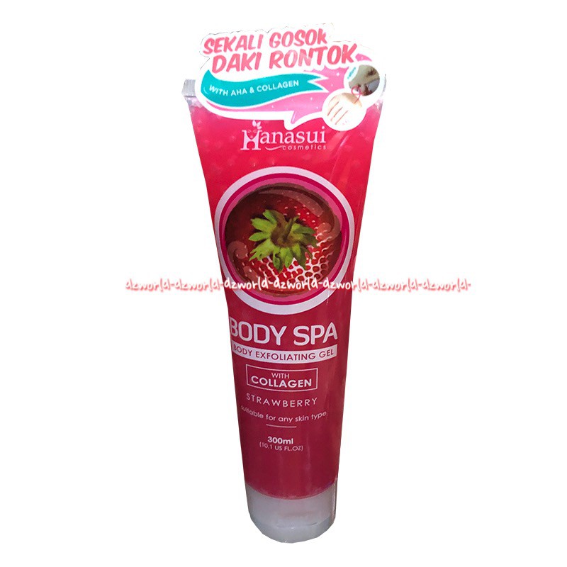 Hanasui Body Exfoliating Gel With Collagen Aloe Vera Strawberry 300ml gel lulur