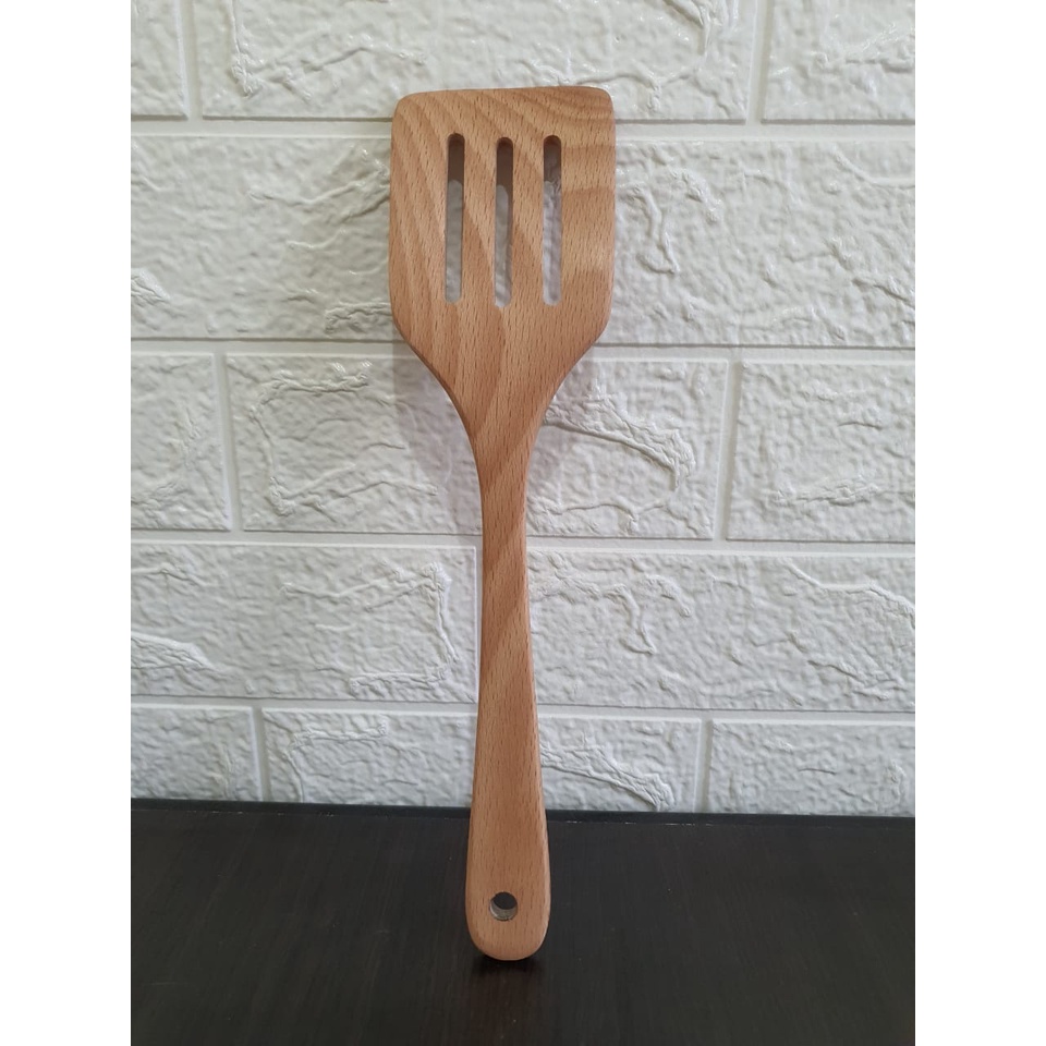 TURNER SPATULA SODET SUTIL KAYU LUBANG BERKUALITAS HONEY KITCHEN