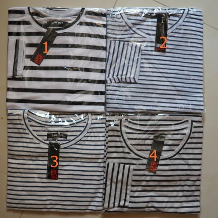 11 Macam Baju / Kaos Salur Lengan Panjang / Stripped / Belang / Wanita
