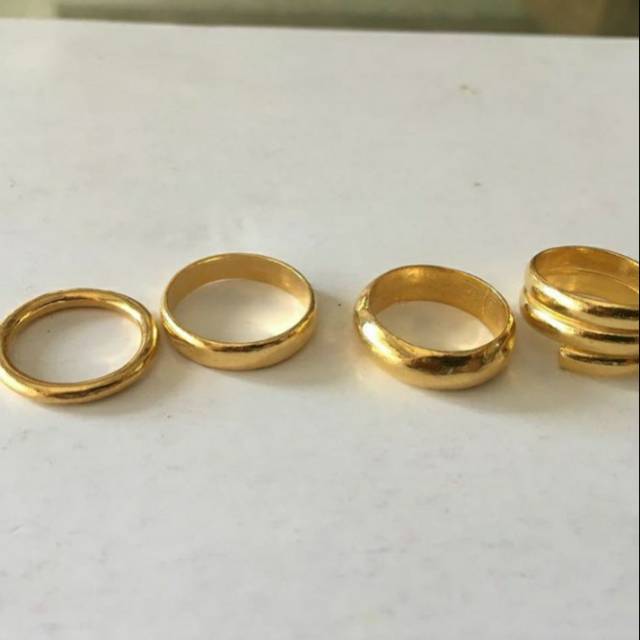 Cincin Rotan Variasi Emas Asli 24K. Kadar 999,9%.