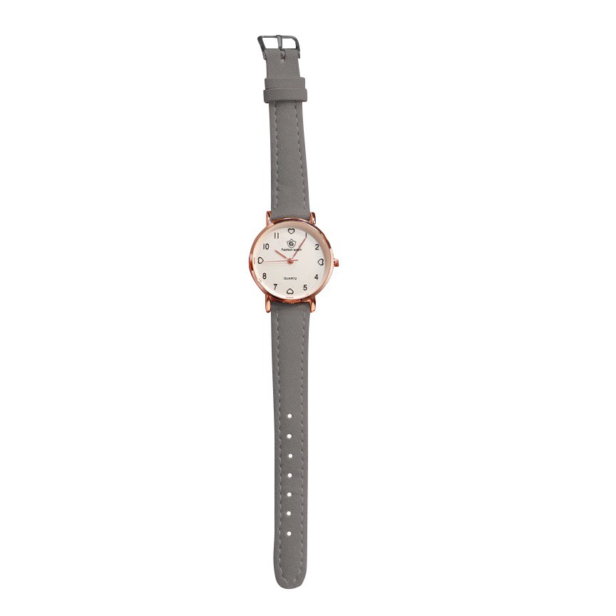 ELBER J171 Jam Tangan Kulit Wanita Polos Jam Cewek Analog Mini Tali Kecil-Gray