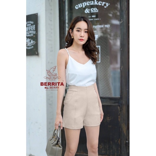 CELANA PENDEK HIGHWAIST BERRITA ZIPPER BELAKANG IMPORT BANGKOK (CLBRT001)