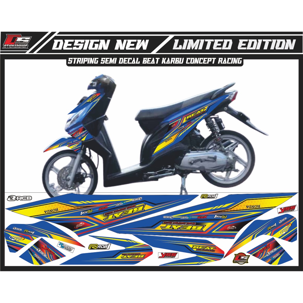 STRIPING VARIASI BEAT KARBU WARNA BIRU LIS KUNING