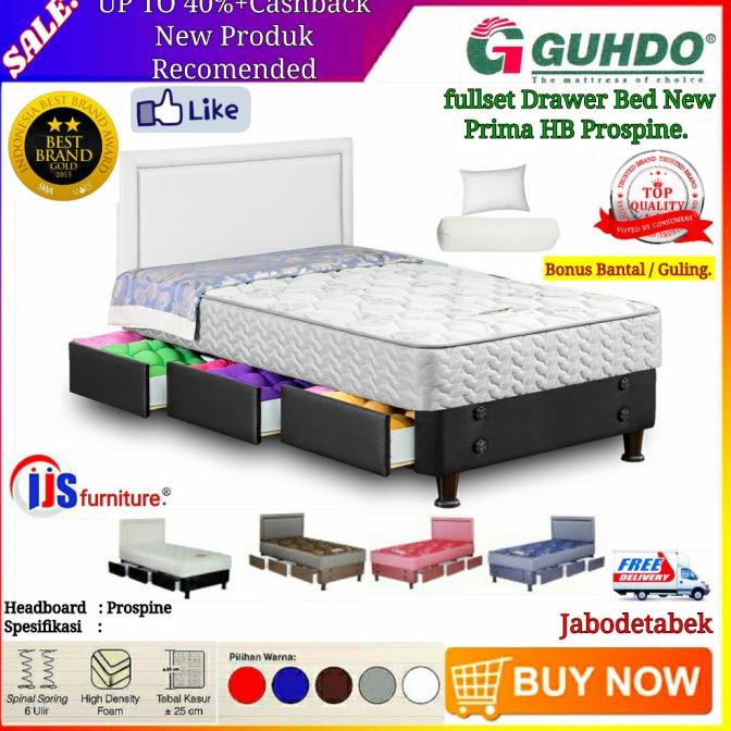Guhdo fullset Kasur Drawer Bed/laci New Prima HB Prospine uk 120x200