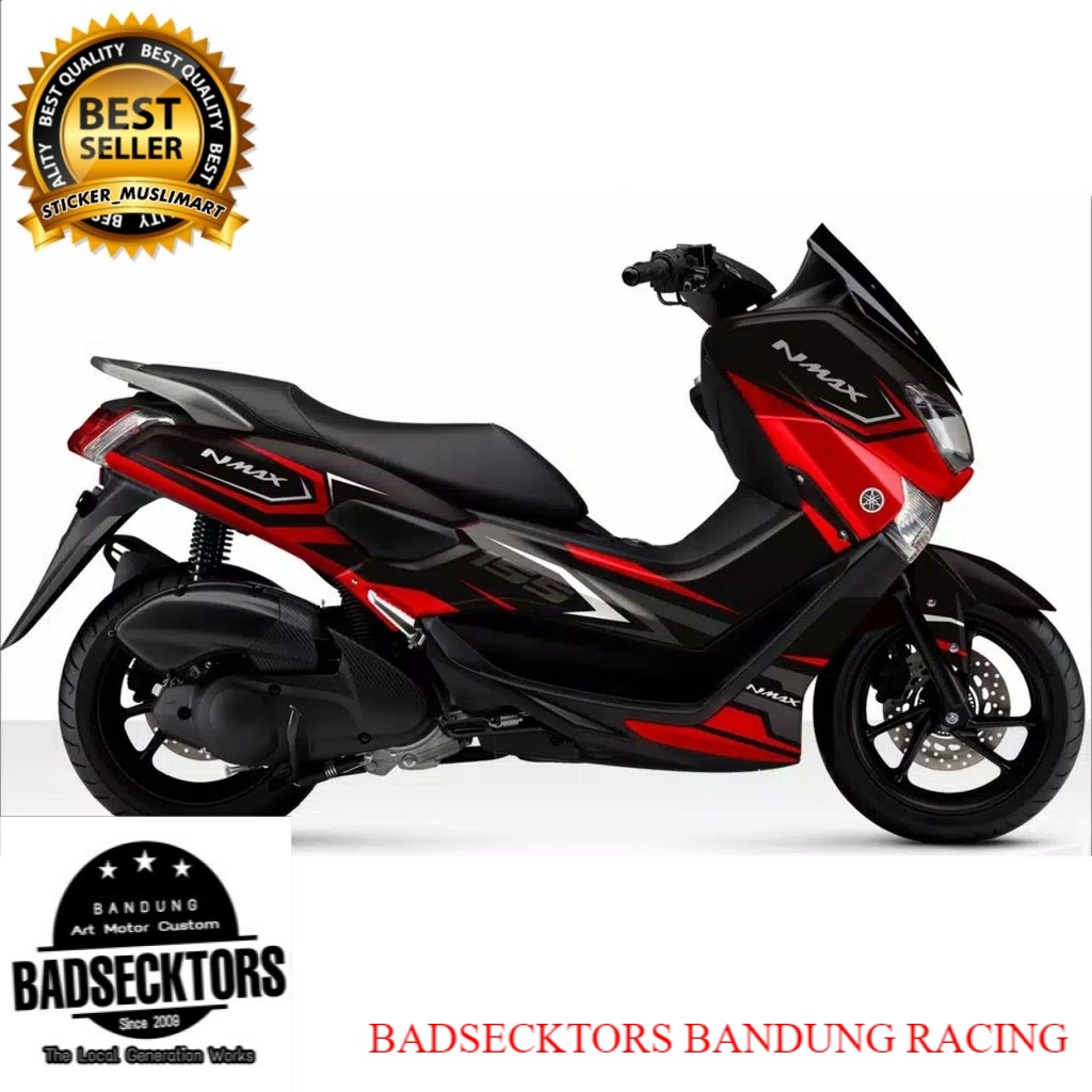 Decal Nmax motif Hitam Grafis merah keren