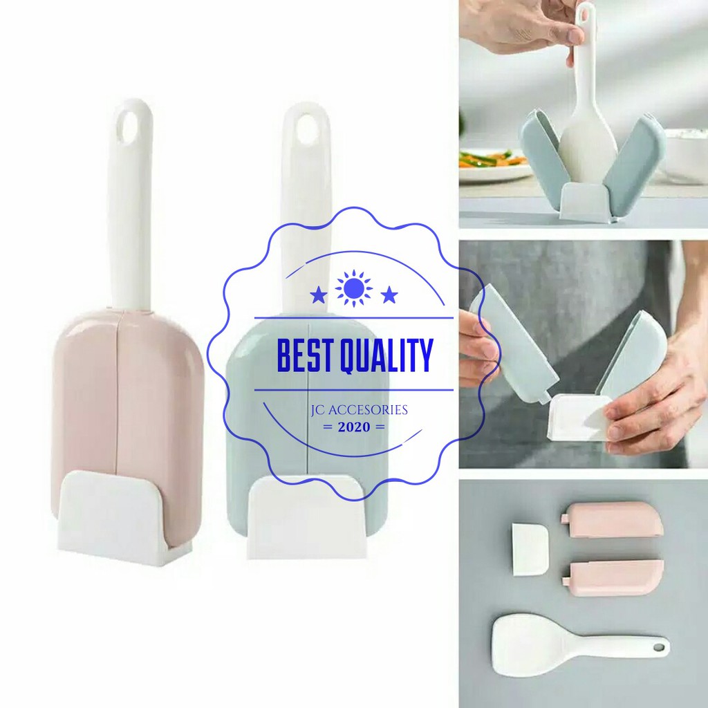 (FO) Sendok Centong Nasi + AUTOMATIC Cover Pelindung Shamoji Rice Spoon Paddle Warna Biru