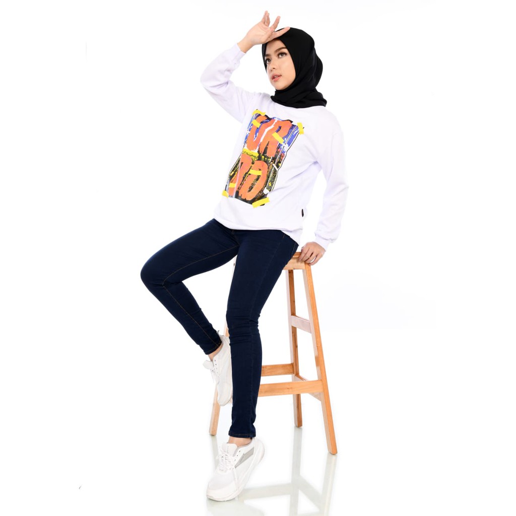 X Urband Sweater Oblong Wanita Lovely Crewneck A144