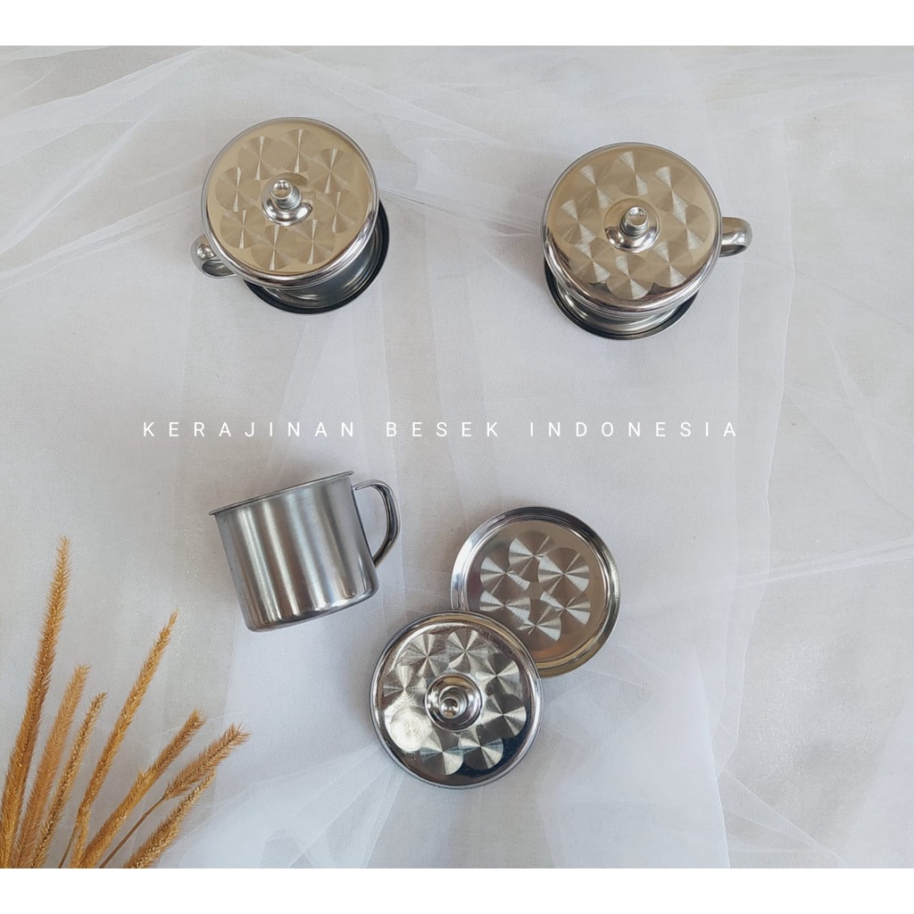CANGKIR SET ENAMEL // CANGKIR + TUTUP+ TATAKAN// Cangkir stainless // Cangkir murah// Cangkir jaman 