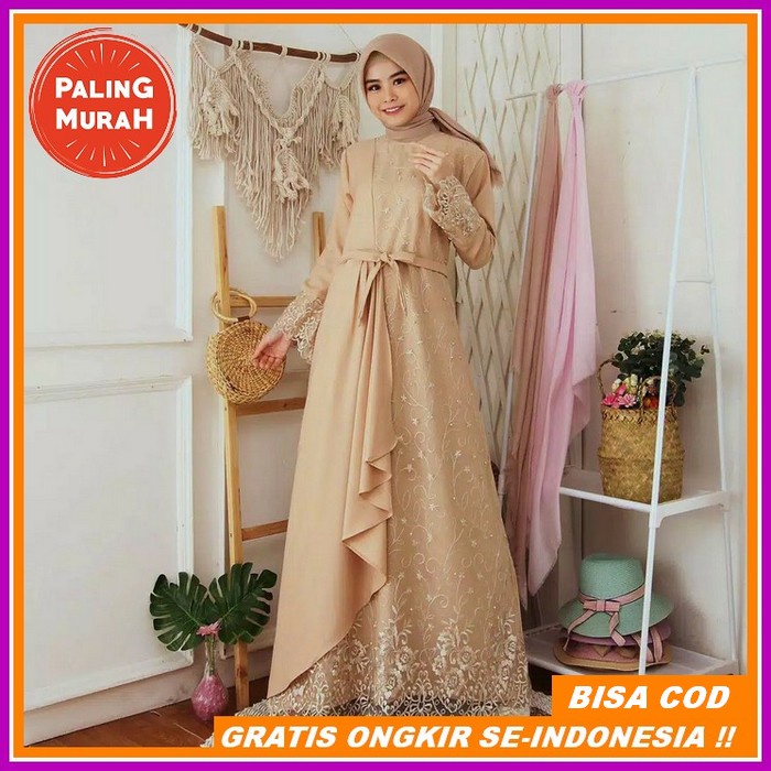 Gaun Pesta Pengantin Putih Baju Kondangan Terbaru Kebaya Gamis Kembang Gudang_Grosir_Soloii Gamis Ma