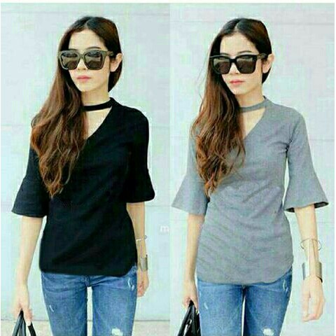 [davina RO] blouse wanita spandek hitam dan misty