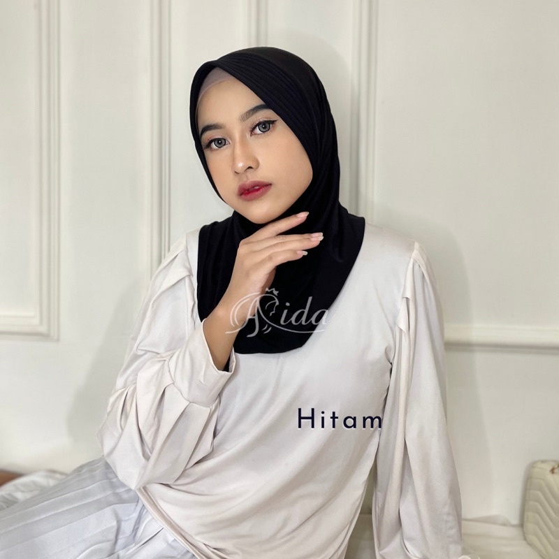 Jilbab Sport Volly Jersey Hijab Instant-Hitam