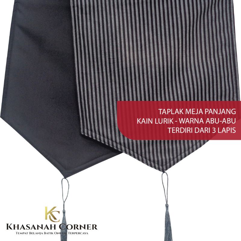 Taplak Meja Panjang 200x33 cm Runner Table Cloth Cover Persegi Kain Lurik Batik Tenun Katun Warna Ab