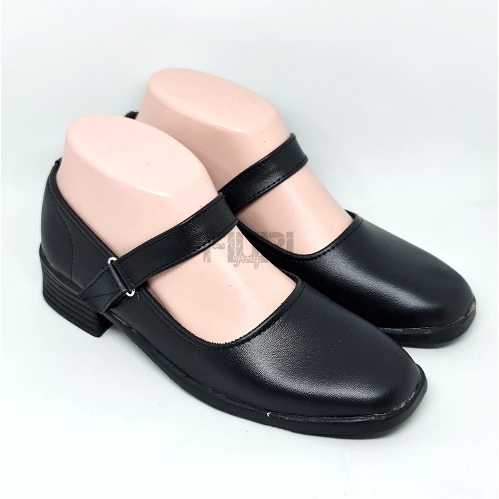 FIURI - SEPATU PANTOFEL SLIP ON HAK 3CM WANITA HITAM 36-43 BERTALI - SEPATU SEKOLAH WARNA HITAM PUTIH UPACARA PASKIBRA