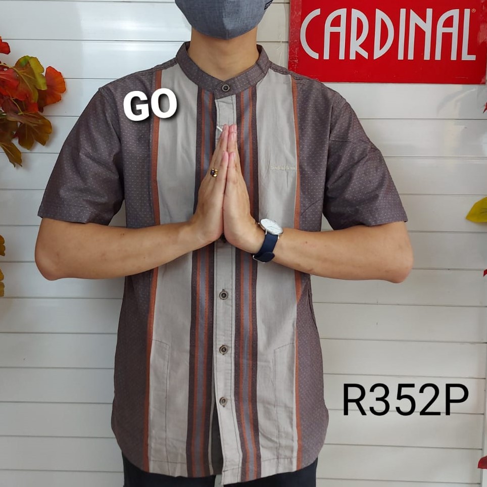 gof M-L CARDINAL KEMEJA KOKO Taqwa Pakaian Pria Original Baju Muslim Salur Lengan Pendek TCQ