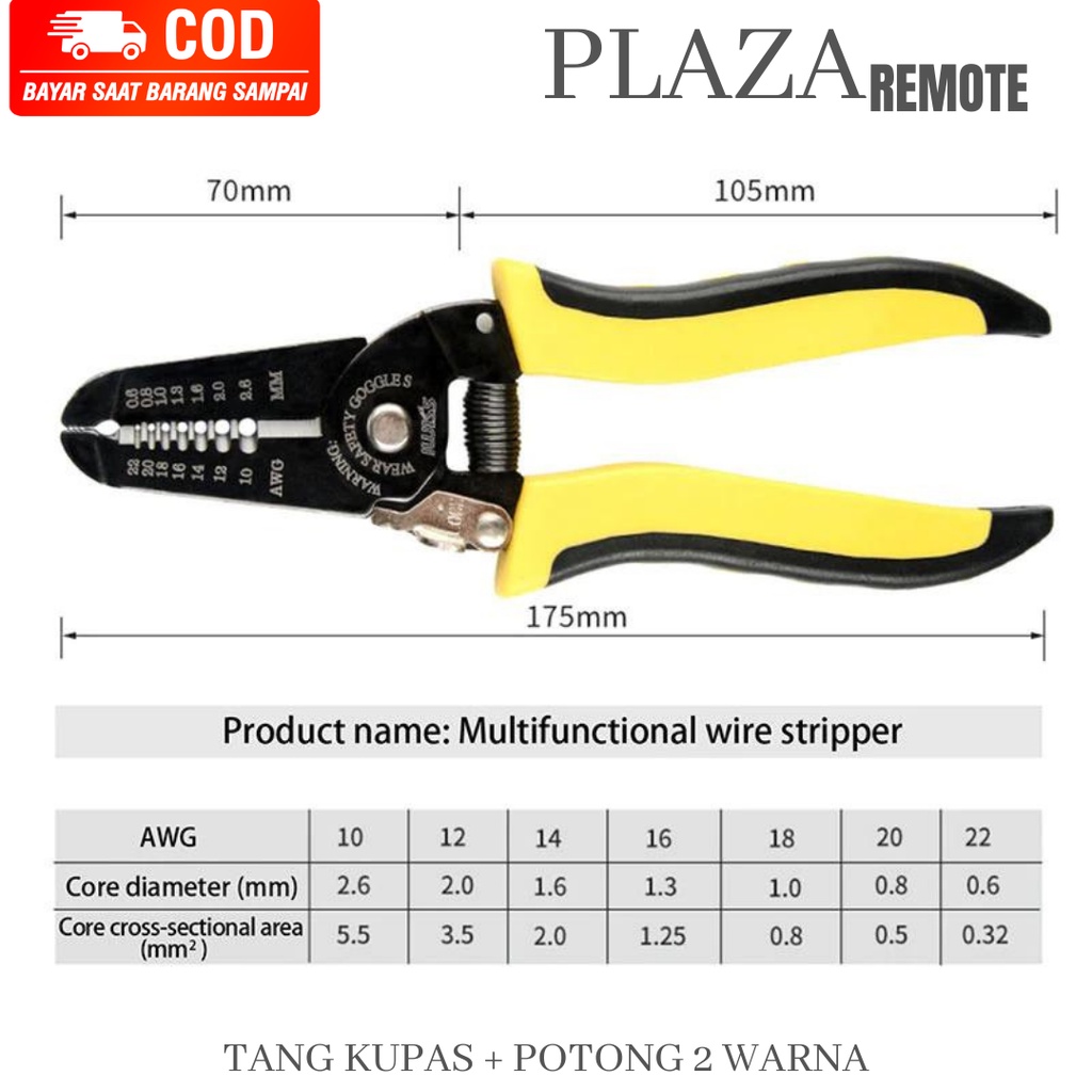 Tang Kupas Kabel Potong  Multifungsi 2 warna