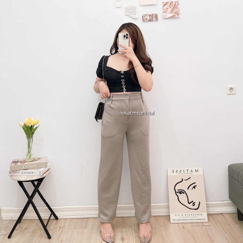 lookatmeofficial • Celana Kulot Basic Highwaist Emily Cullote Pants Bahan Scuba Premium