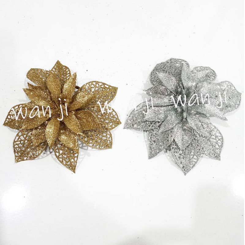 BUNGA GLITTER LANCIP artificial hiasan pohon natal dekorasi christmas buket
