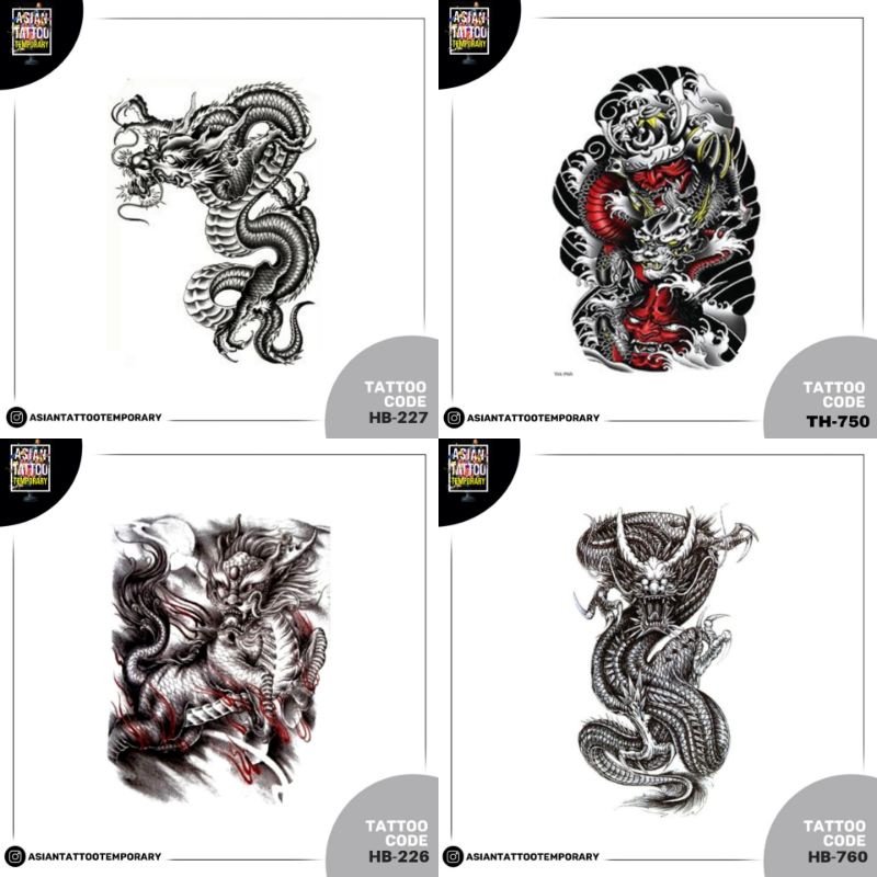 TATTO NAGA DRAGON/DRACO/ giant serpent Temporary WATERPROOF ORIGINAL ASIANTATTOO TEMPORER