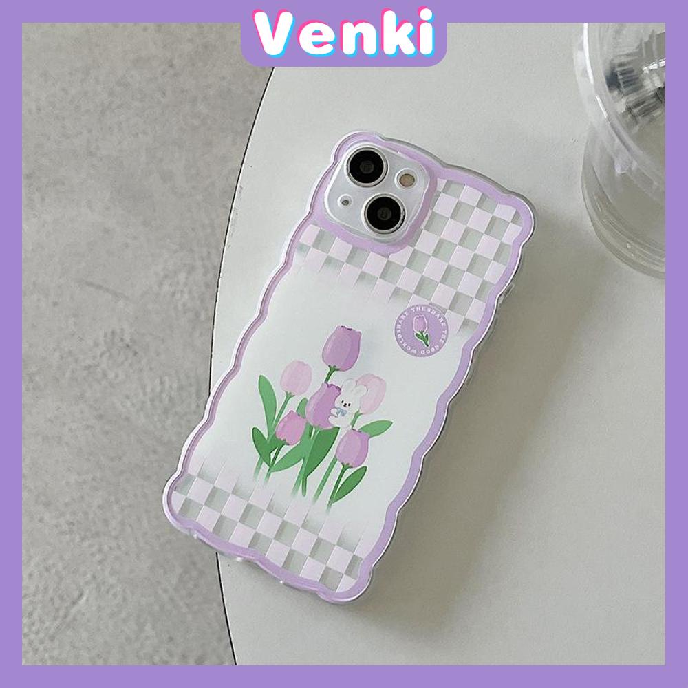 iPhone Case Silicone Soft Case Clear Case Wave Non-Slip Shockproof Camera Full Coverage Protection Purple Tulip Flower For iPhone 13 Pro Max iPhone 12 Pro Max iPhone 11 iPhone7Plus